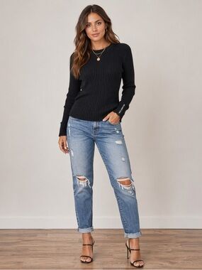 VINTAGE Polo Jeans Co. Ralph Lauren Black Ribbed Sweater – Deadstock / Y2K